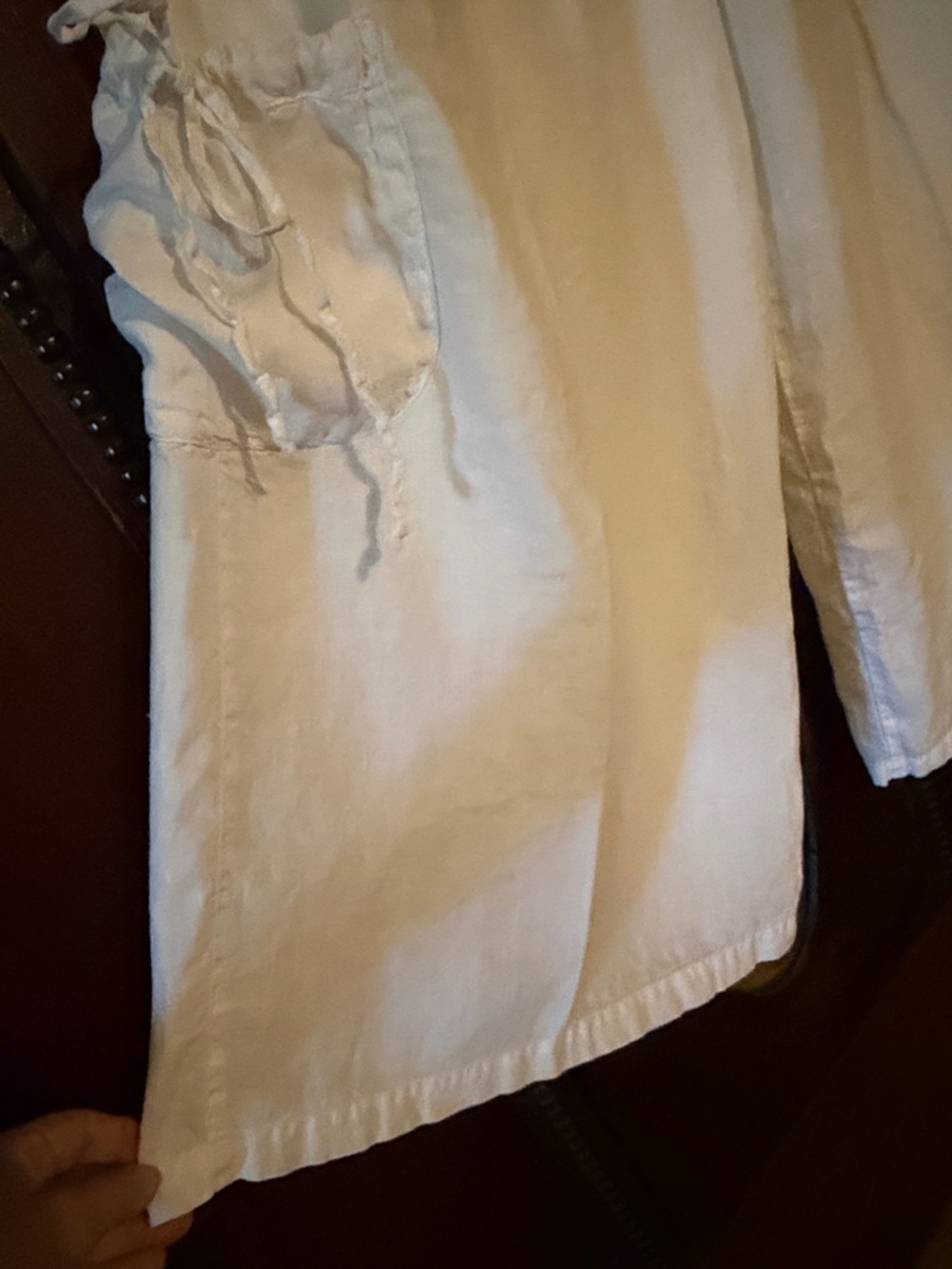 White Linen Wide-Leg Drawstring Pants - LA FIXSUN USA - Sz M - Picture 8 of 9